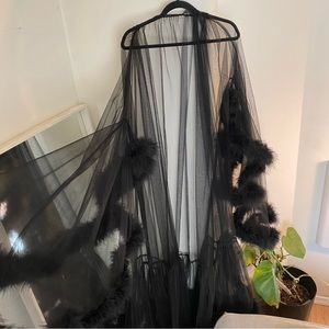 Black Fuzzy Robe Lingerie Bougie